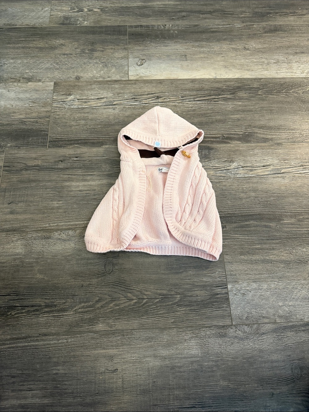 Beba Bean Soft Pink Hooded Cable Knit Baby Vest